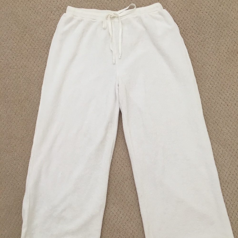 Allen Allen Womens White Jogger Track Suit Zip Up Jacket & Wide Leg Pant Small - Picture 9 of 16